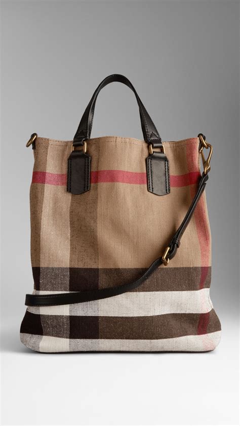 burberry large canvas check tote bag|Burberry medium canvas check tote.